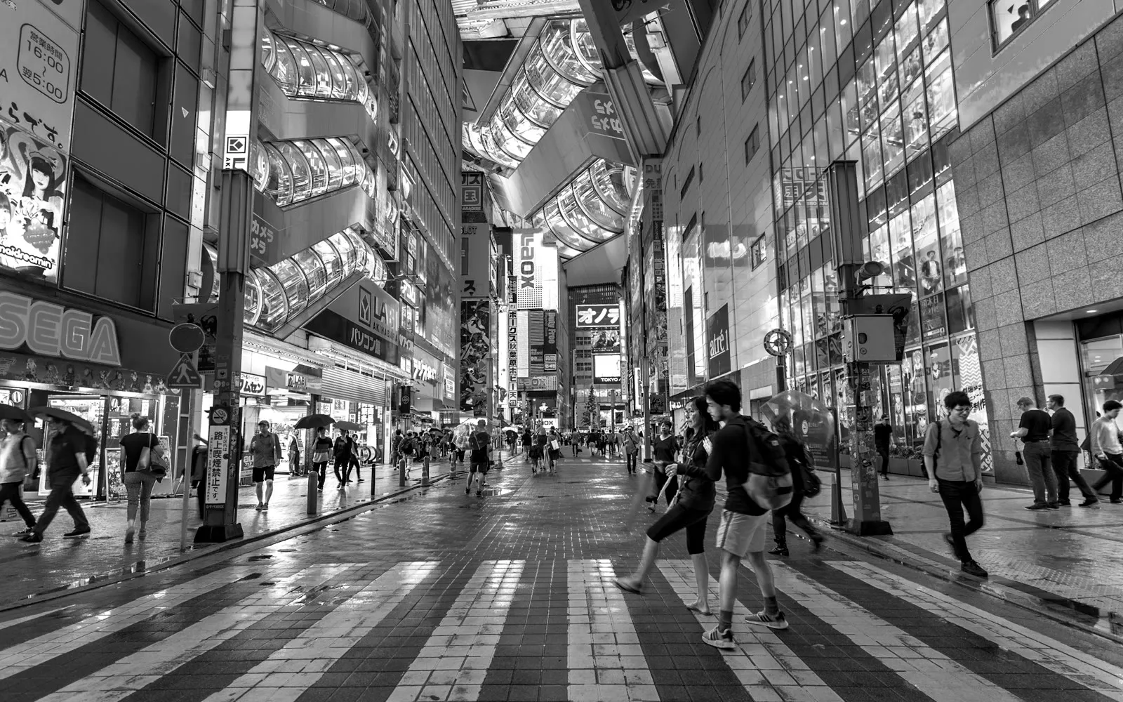 Shinjuku street in black and white
